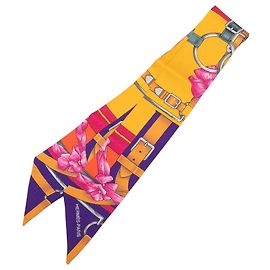 Twilly in seta Hermès Yellow Grand Manege Fleuri Giallo