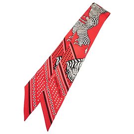 Twilly in seta Hermès Red Les Zebres Rosso