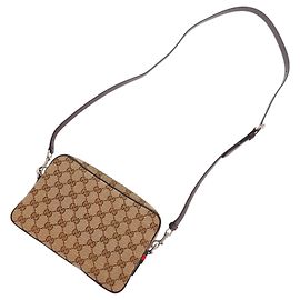 Gucci Bolsa Tiracolo Small GG Canvas Web Bege Bege