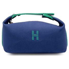 Étui Hermès Blue Small Toile Bride A Brac Case Bleu Bleu foncé