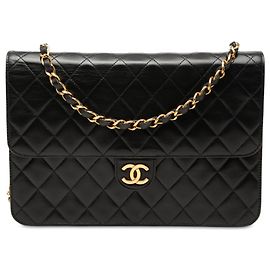 Chanel Black Medium CC Quilted Lambskin Single Flap Preto