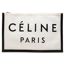 Céline Celine Clutch aus weißem Canvas mit Logo Weiß Aus weiß