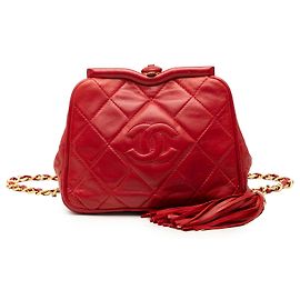 Chanel Red CC gesteppte Lammleder Frame Gürteltasche Rot
