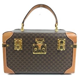 Céline Estuche de maquillaje CELINE Vintage Macadam Logo Castaño