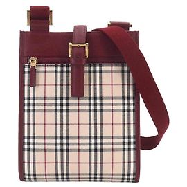 Burberry Nova Check Schultertasche Beige Bordeaux