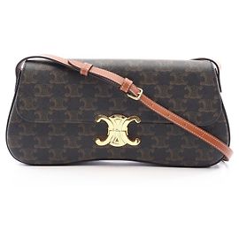 Céline Bolsa de Ombro Celine Triomphe Laura Medium Marrom Preto