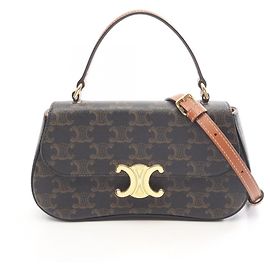 Céline Bolsa 2-Way Celine Triomphe Teen Laura Marrom Preto
