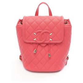 Chanel CC Filigree Matelassé Backpack in Pink Pink