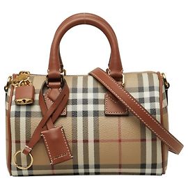 Borsa Mini Bowling Burberry Nova Check Marrone