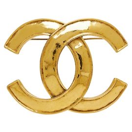 Chanel Coco Mark Vintage Gold Plated Brooch Golden