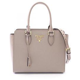 Bolso 2-Way Prada PRADA Logo en piel Saffiano beige Beige