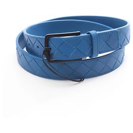 Bottega Veneta Intrecciato Leather Belt for Men Blue