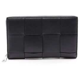 Cartera larga de piel negra Bottega Veneta Negro