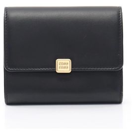 Cartera tri-fold cuadrada Miu Miu Softy Metal Negro