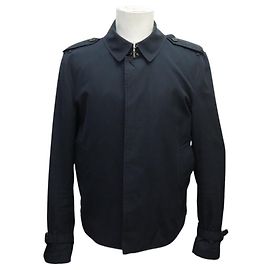 BURBERRY WATERPROOF SHORT JACKET NAVY BLUE 52 L BLUE JACKET TRENCH COAT Navy blue