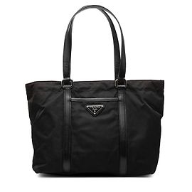 Borsa Tote Prada Triangle Logo Nero