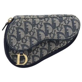 Christian Dior Saddle Zip Diorissimo Canvas Blu navy