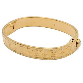 Bracelete Rígido Louis Vuitton Nanogram Strass Dourado