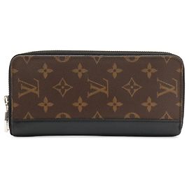 Portefeuille Zippy long Louis Vuitton Monogram Macassar Marron Noir