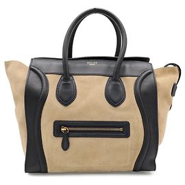 Céline CELINE Luggage Mini Shopper Tote Bag Noir Beige