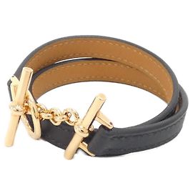 Hermès Hermes Closioir Double Tour Charm Bracelet Black Golden