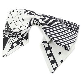 Hermès Hermes SANGLE EN ZIGZAG Grenelle PM 241015G Acessório de cabelo Presilha Preto Branco