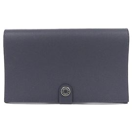 Hermès Hermes Long Bill Wallet in Blue Nuit Blue