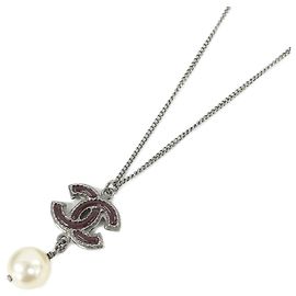 Chanel 85261 Necklace Silvery White Dark red