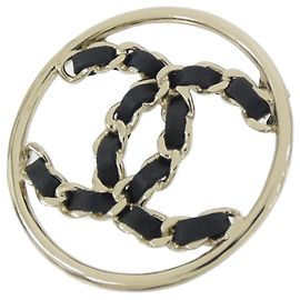 Spilla Chanel AB0649 in pelle nera e oro Nero D'oro
