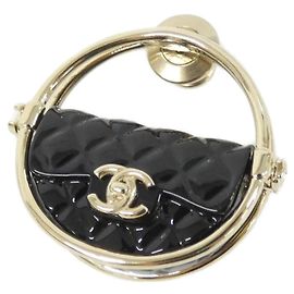 Broche épingle Chanel AB9851 Noire et Or Noir Doré