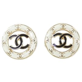 Chanel ABC998 Stecker-Ohrringe Schwarz Weiß Golden