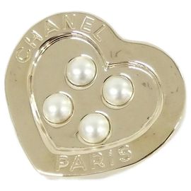 Broche Chanel Dourada e Branca Branco Dourado
