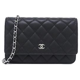 Chanel Timeless Classic Line AP0250 Wallet Chain Black Dark red