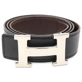 Hermès Cinturón Hermes H-Belt con hebilla H Castaño Negro
