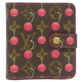 Carteira Compacta com Zíper Louis Vuitton Monogram Cherry Marrom Vermelho