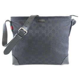 Borsa a tracolla Gucci in tela GG nera Nero