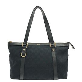 Gucci Handtasche aus schwarzem GG Canvas Schwarz
