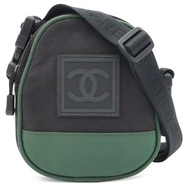 Borsa a tracolla Chanel Sport Line in nylon e tela Nero Verde