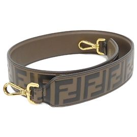 Fendi 8AV077 A5PJ Calfskin Leather Strap Brown Gold Brown Golden