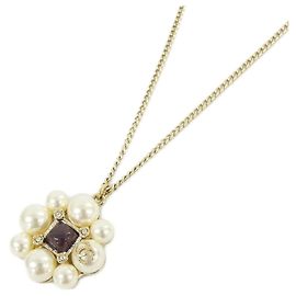 Chanel Brown, Gold, and White Necklace Brown White Golden