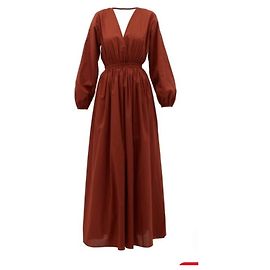 Autre Marque Matteau Open Back Plunge Dress - Rust Dark red