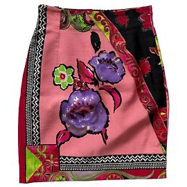 Gianni Versace Couture Minirock mit Blumenprint Schwarz Pink Weiß Rot Grün Lila