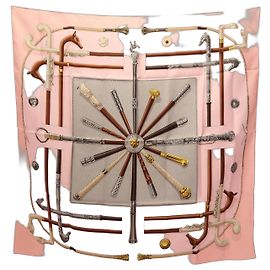 Hermès Pañuelo Hermes Carre 90 Cannes & Pommeaux Rosa Multicolor