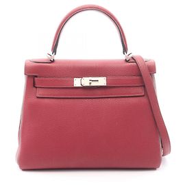Hermès Bolsa Hermes Kelly 28 Marrom Vermelho Bordeaux