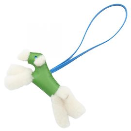 Hermès Buddy Charm Leather Lambskin Blue Green White White Blue Green