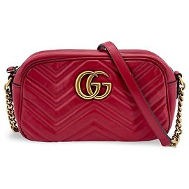 Gucci GG Marmont Camera Embroidered Matelasse Velvet Small Roja