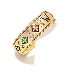 Autre Marque Wellendorff Flieder 18K Yellow Gold Diamond and Enamel Ring White Red Golden Green