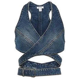 Alaïa Top Wrap in Denim Blu con Cintura Blu