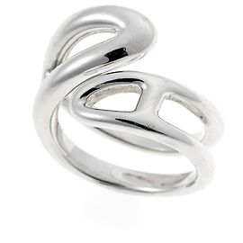 Hermès Hermes Chaine d'Ancre Punk Twist Ring in Silver Silvery