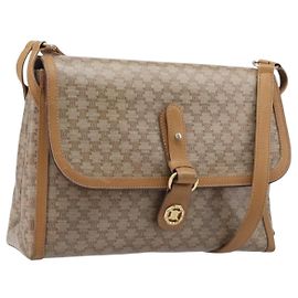 Céline CELINE Macadam Canvas Shoulder Bag PVC Beige Gold Auth ki6828 Beige Golden